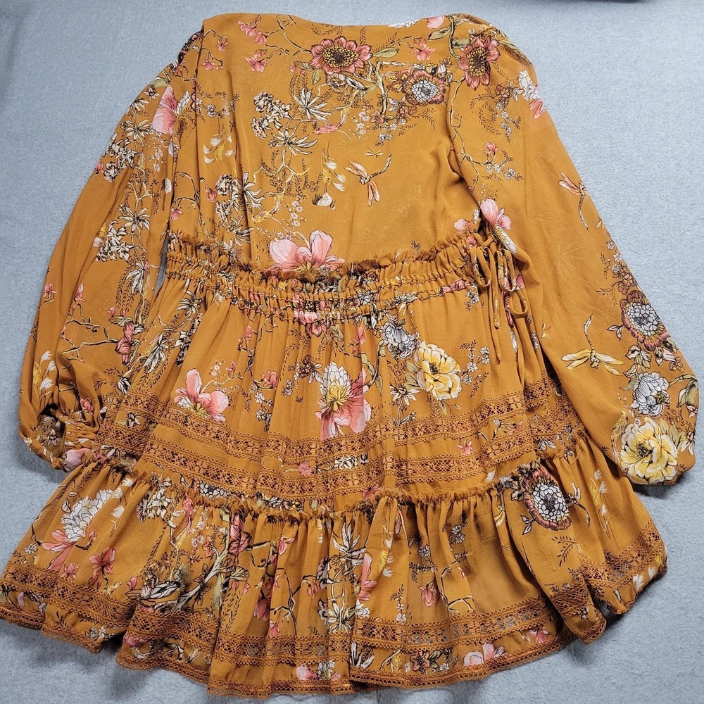 Free People Womens Cherry Blossom Mini Dress Topaz Size Medium Boho - Picture 10 of 10